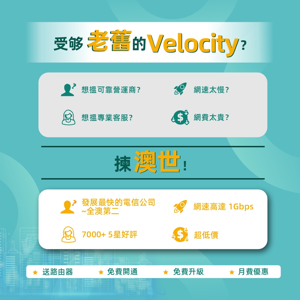 Telstra Velocity 光纖寬頻 澳世網絡