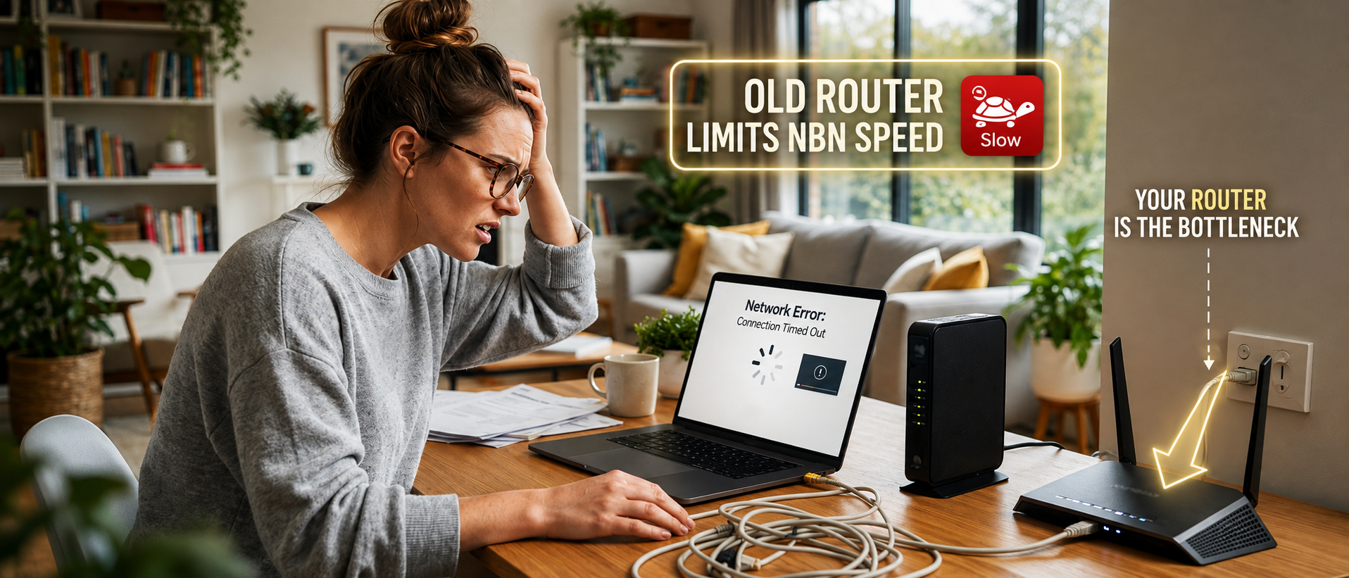 Old router limiting NBN speed in a home internet setup