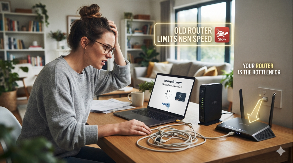Old router limiting NBN speed in a home internet setup